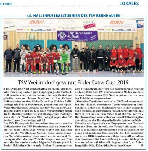 FilderExtra-Cup 2019 im Filder-Extra Wochenblatt