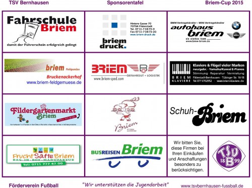 Briem-Cup 2015  "unsere Werbepartner"