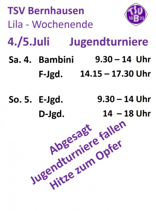 Jugendsommerturniere  fallen der Hitze zum Opfer