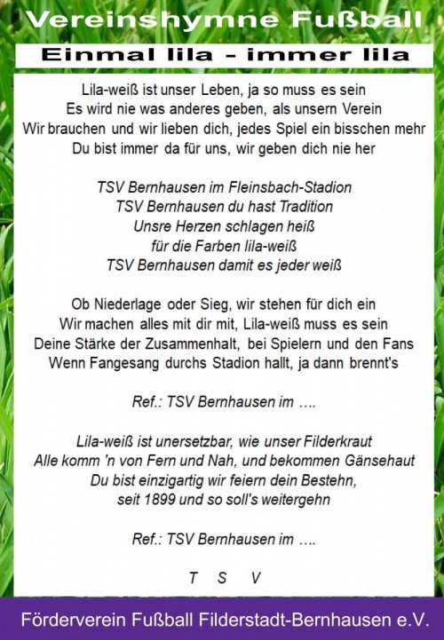 Vereinslied Fußball „Einmal lila, immer lila" ist fertig!