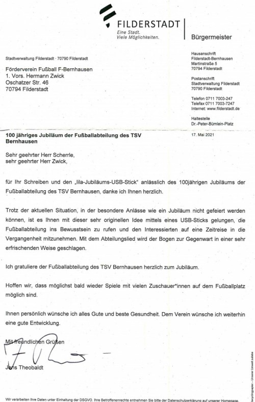 Nette Rückmeldung über lila Jubiläumsstick