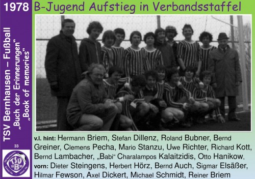 101 Jahre lila Fußballgeschichte -1978  B- Jugend Aufstieg in Verbandsstaffel
