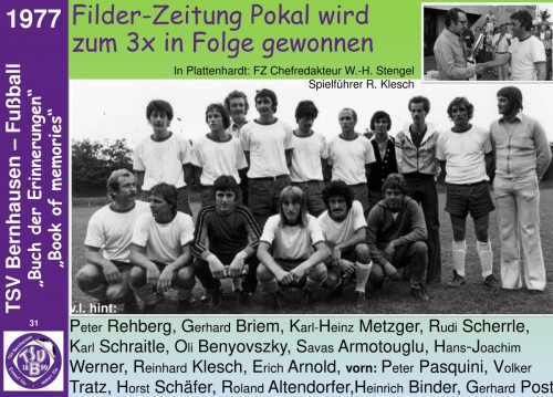101 Jahre lila Fußballgeschichte 1977 – FZ-Pokal zum 3 x in Folge gewonnen
