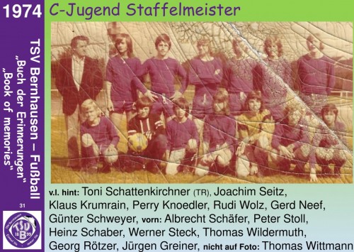 101 Jahre lila Fußballgeschichte  - 1974  C-Jugend Staffelmeister