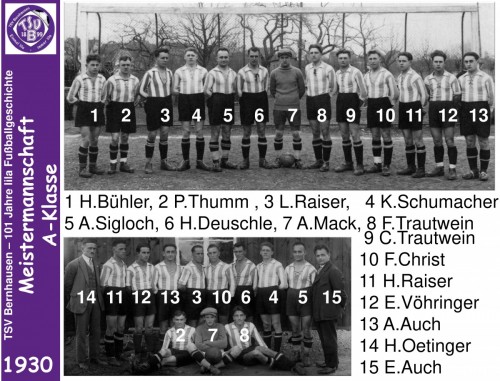 101 Jahre lila Fußballgeschichte -1930 Meistermannschaft A-Klasse