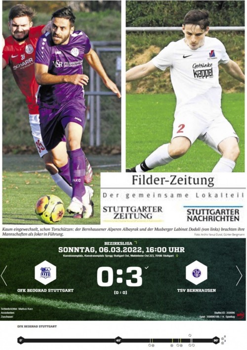 Bericht Filder-Zeitung Bezirksliga: „Alpi“ und das Blitzjokertor
