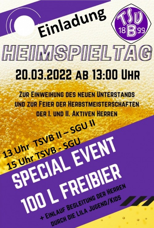 Es gibt Gründe zum Feiern! So. 20.3. ab 13 Kunstrasen-RSH