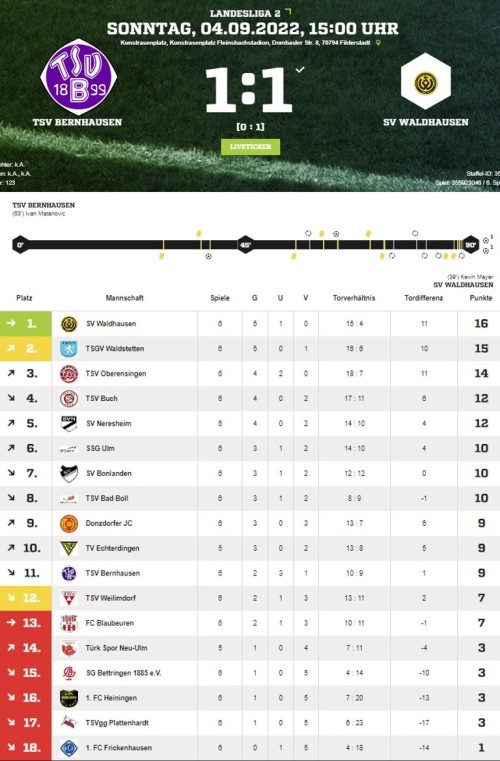 1:1 gegen SV Waldhausen - Joker Böhmer per Hacke (STN Online Lokalsport 5.9.22)