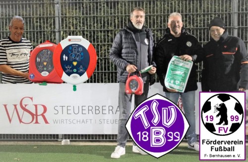 Förderverein Fußball F-Bernhausen e.V. spendet 2. Defibrillator