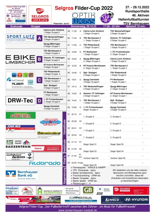 Selgros Filder-Cup 2022 - heutige Spiele Endrunde