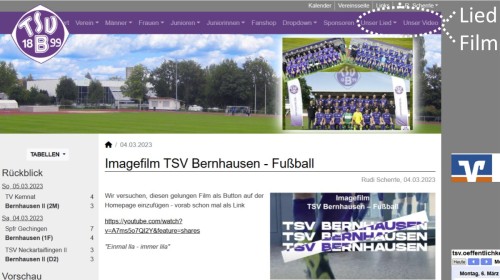 "Unser Lied" & "Unser Film" auf Homepage aufrufbar