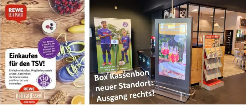 Neuer Standort der Kassenbon-Box REWE Bernhausen - Einkaufen für lila Jugend