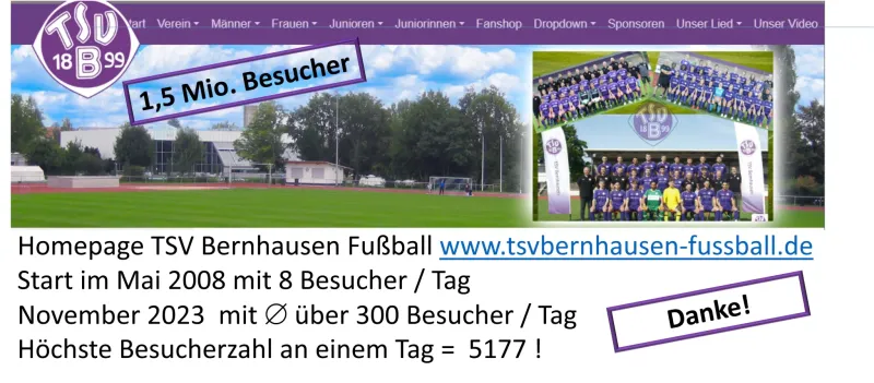 1,5 Millionen Besuche auf unserer Homepage