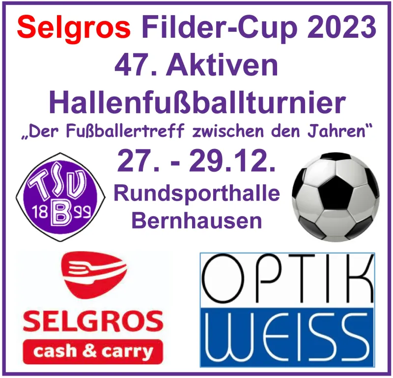 Selgros Filder-Cup 2023 vom 27.-29.12 Rundsporthalle -Spielplan Endrunde