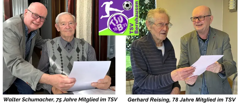 Dank an die treuesten Mitglieder - am längsten im TSV: W. Schumacher & G.Reising