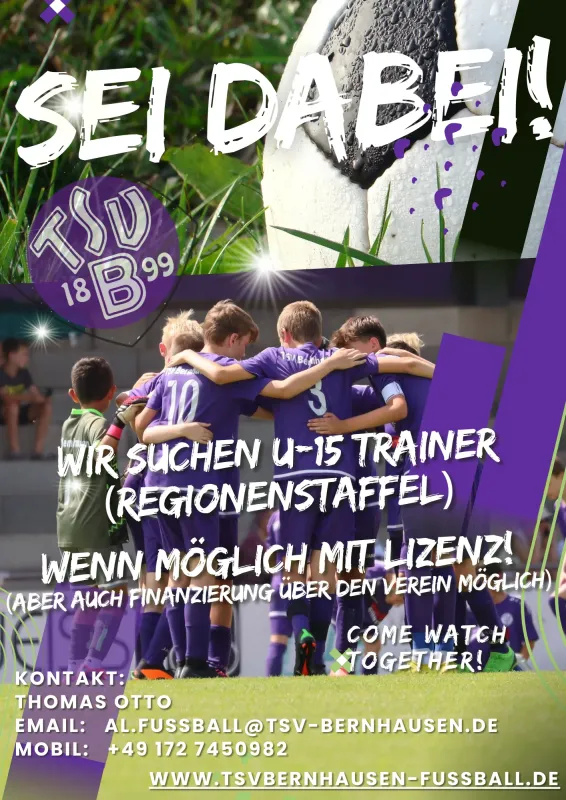 Wir suchen U15 Trainer