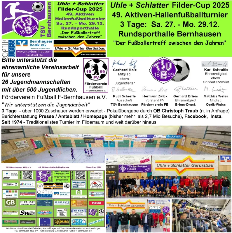 Aktiven-Hallenturnier -Werbepartner / Sponsoren - wer macht noch mit?