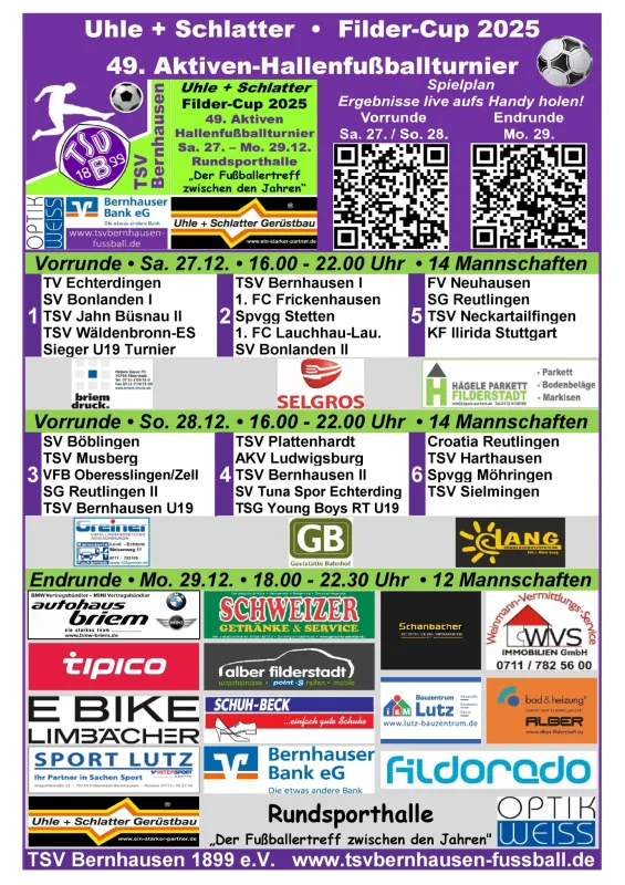 49. Aktiven-Hallenfußballturnier - 27.-29.12.-  Rundsporthalle