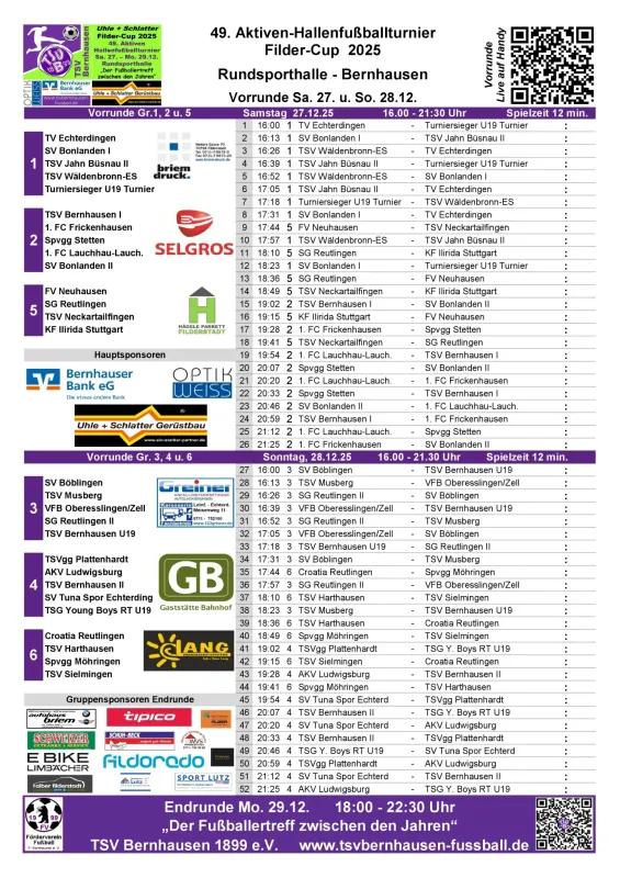 49. Aktiven-Hallenfußballturnier - 27.-29.12.-  Rundsporthalle