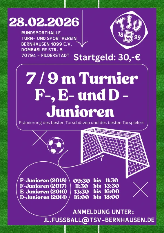 7 - / 9m Turnier für F-, E- und D-Junioren