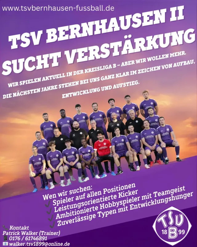 TSV Bernhausen II sucht Verstärkung!