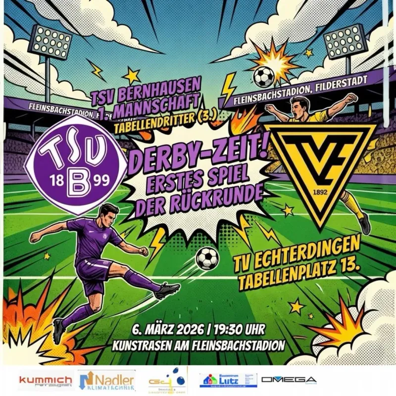 Vorschau Pflichtspiele starten, Fr.6.3. um 19:30 Uhr Derby gegen TV Echterdingen