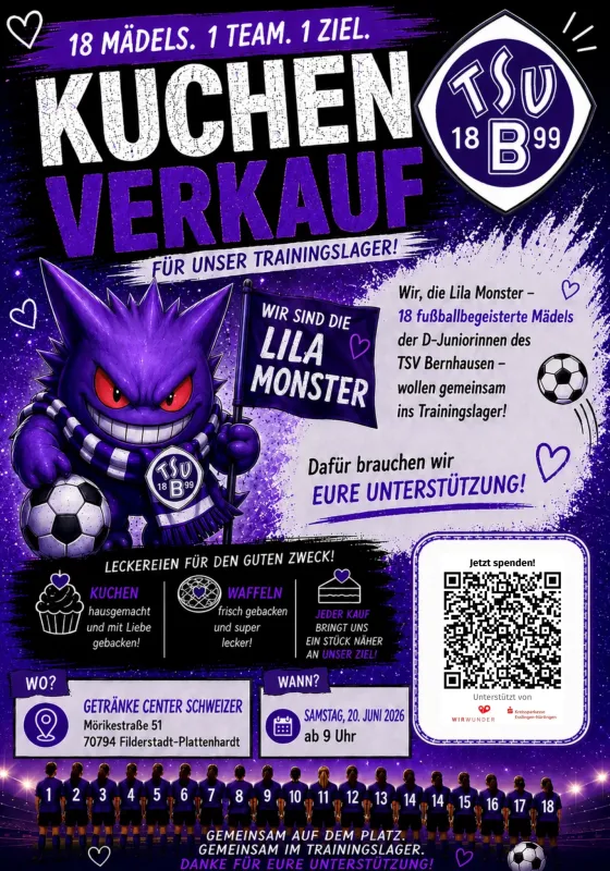 💜 Kuchenverkauf für unser Trainingslager