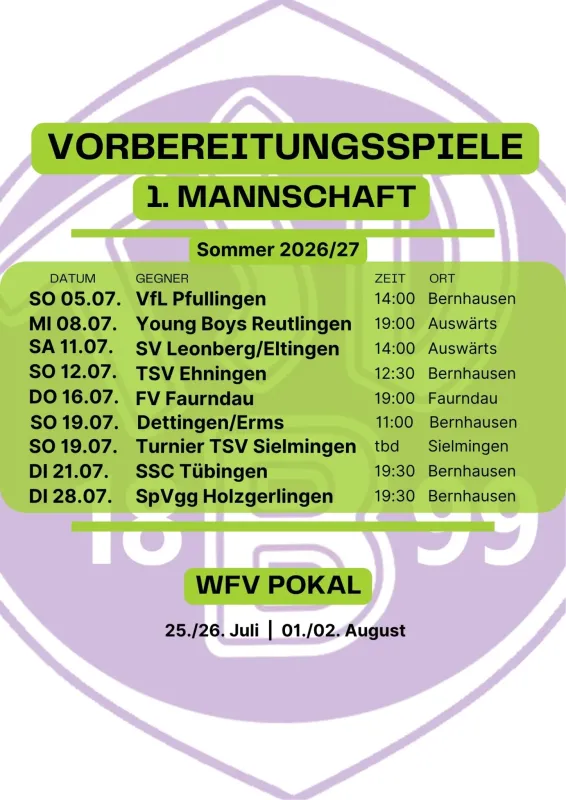 Vorbereitung 1. Mannschaft