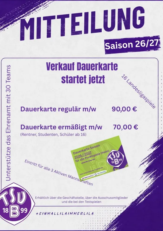Dauerkarten Vorverkauf startet jetzt