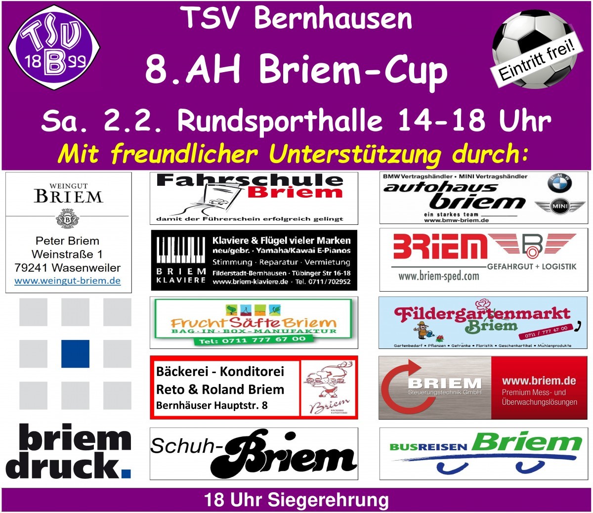 8. Briem-Cup Samstag 2.2 AH-Ü40 Turnier