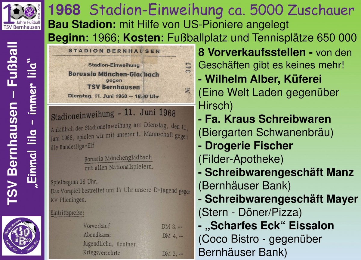 101 Jahre lila Fußballgeschichte 1968 StadionEinweihung